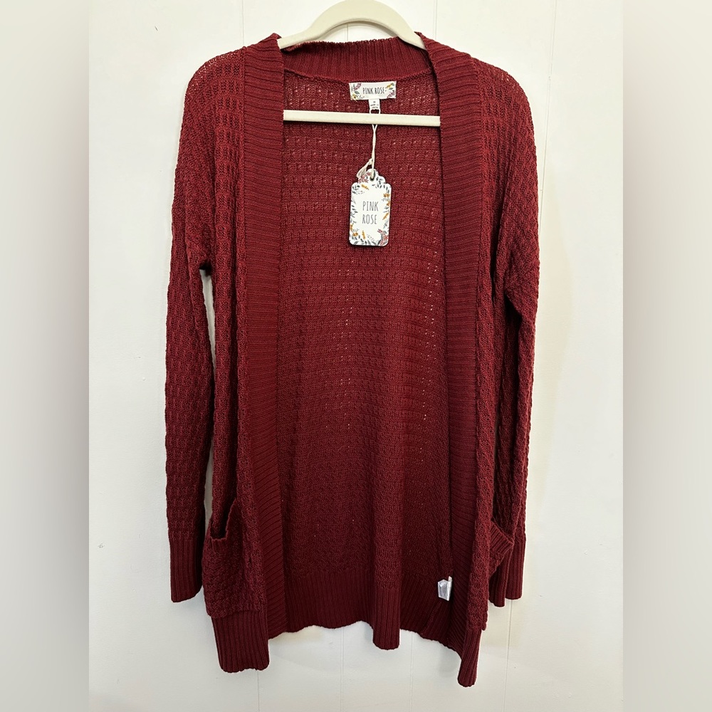 Burgundy cardigan size medium NWT